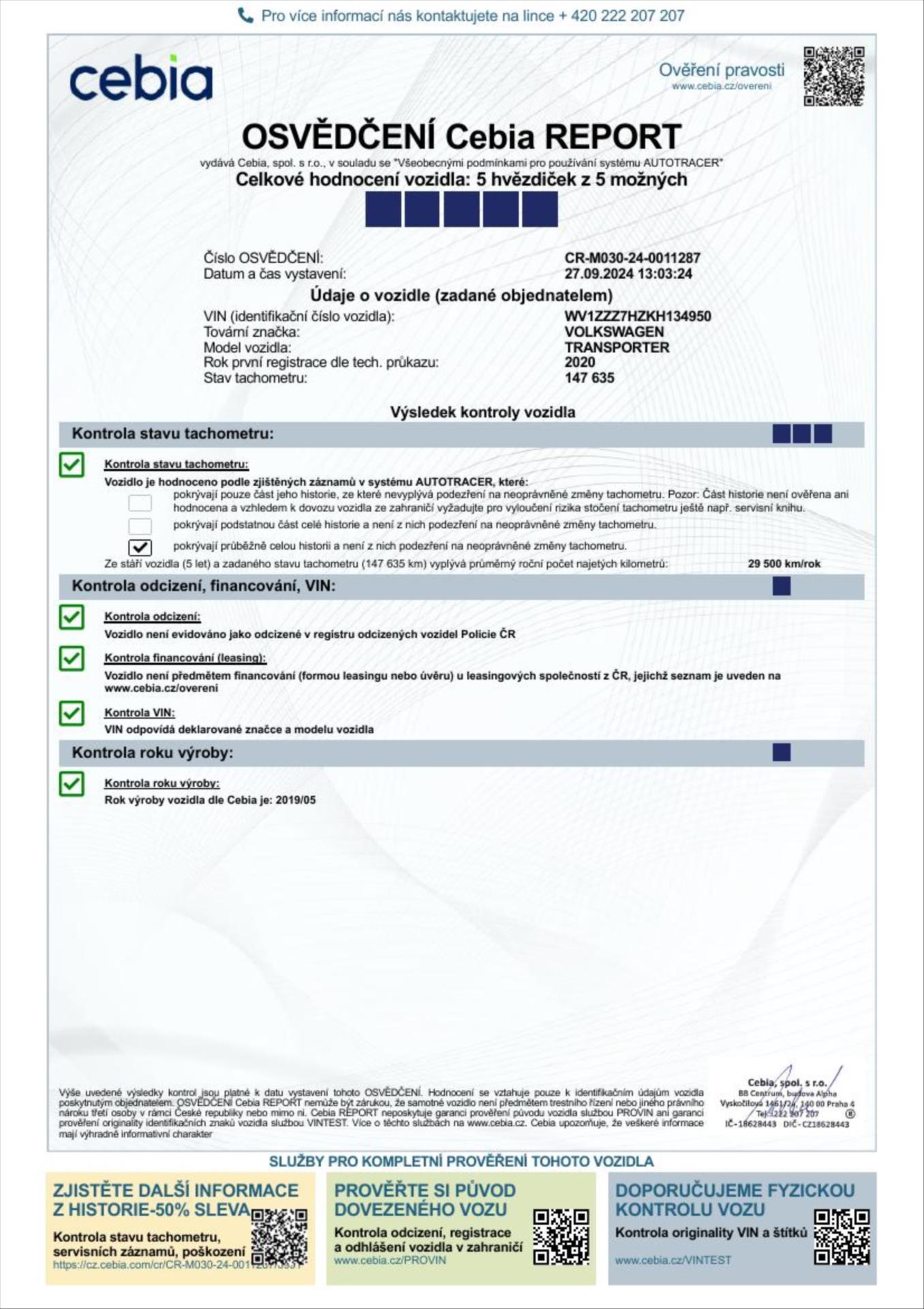 Hlavní fotografie vozu Volkswagen Transporter 2,0 TDI 84kW Park-kamera Záruka až 5 let (8)