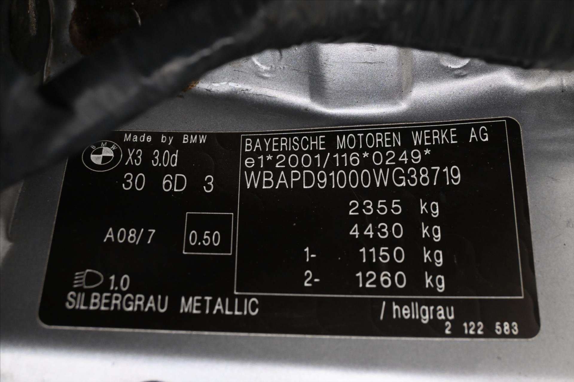 Hlavní fotografie vozu BMW X3 3,0 d xDrive 160kW AT6 Servisní historie (12)