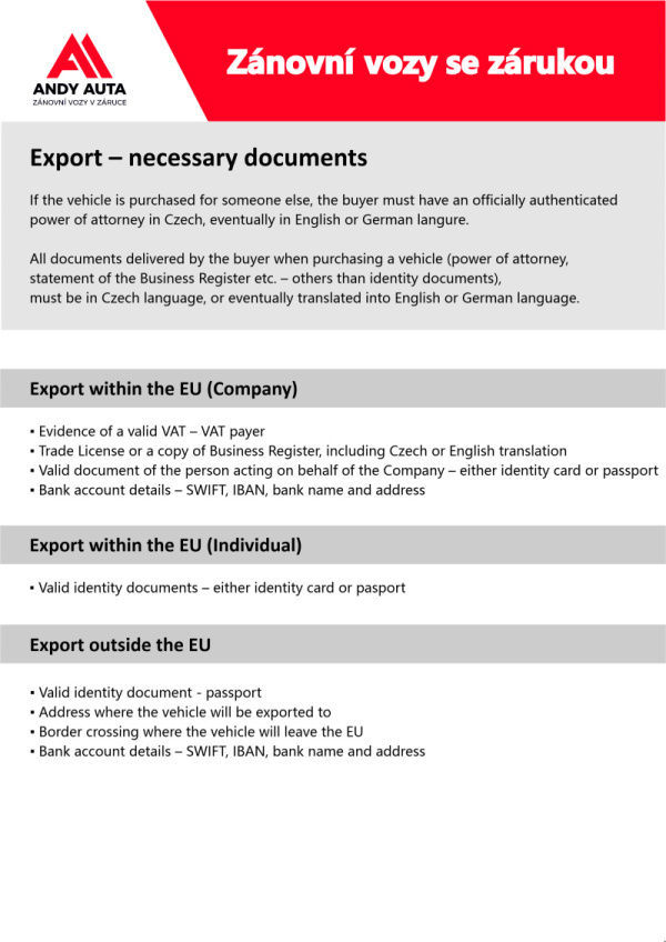 Export - necessary documents