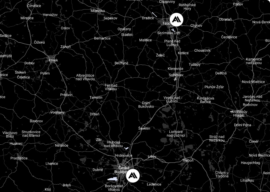 Mapa poboček Andy-auta